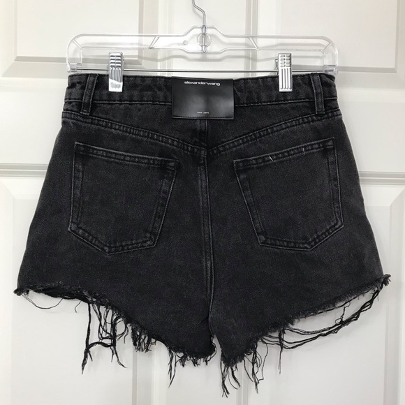 New Alexander Wang Bite High Rise Denim Shorts Rigid Black Jean Cut Off 28 - Picture 6 of 13